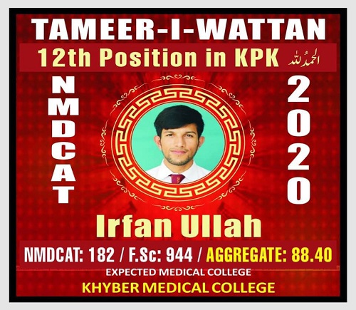 Irfan ullah NMDCAT Toppers